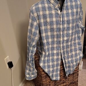 Old Navy Blue and White Casual Button Down Shirt